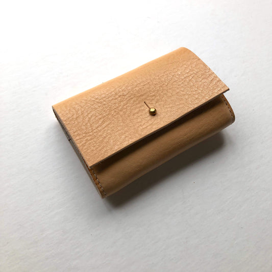 CARV tan leather women's folding wallet in pastel shade