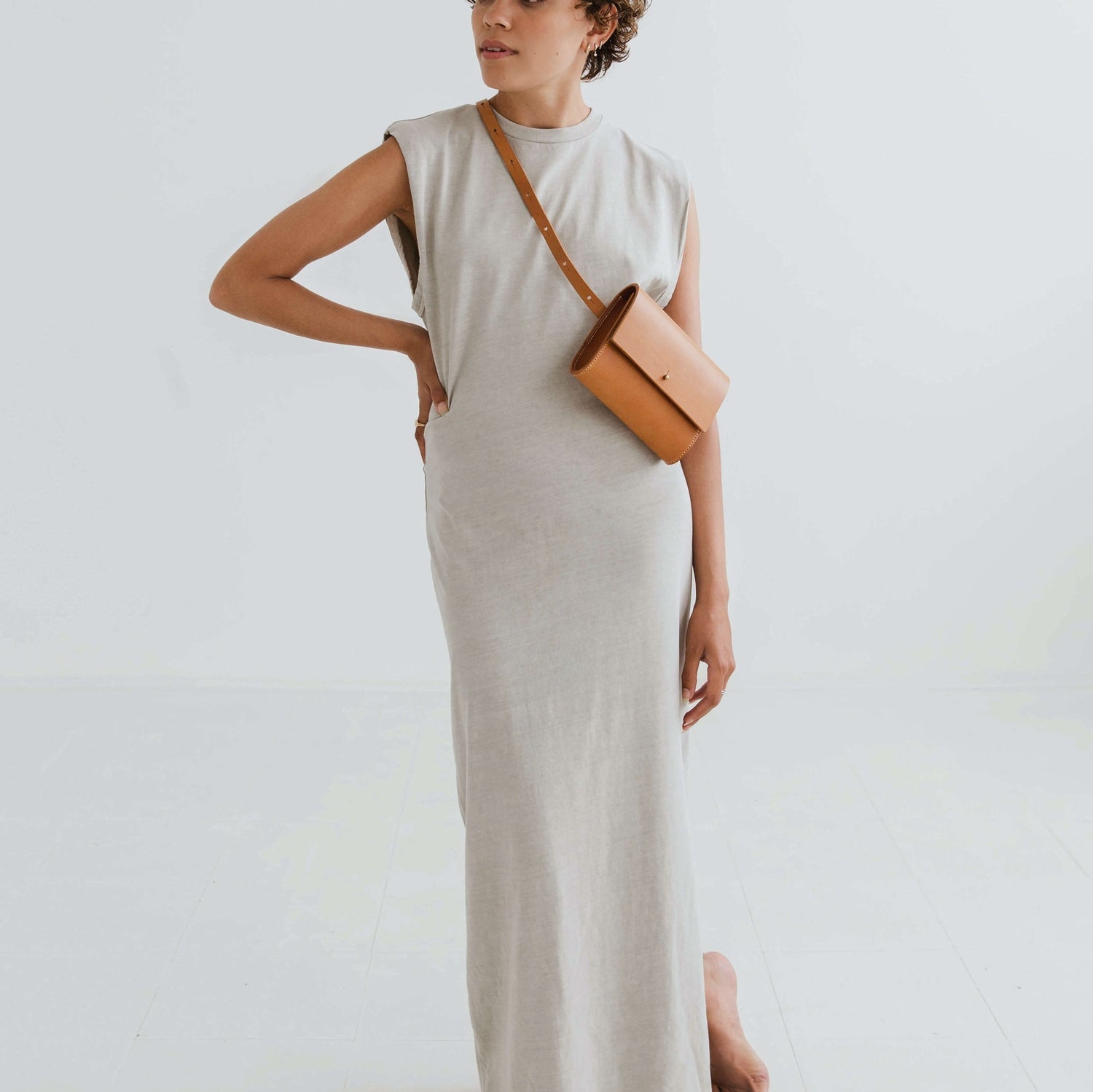 CARV tan leather belt bag