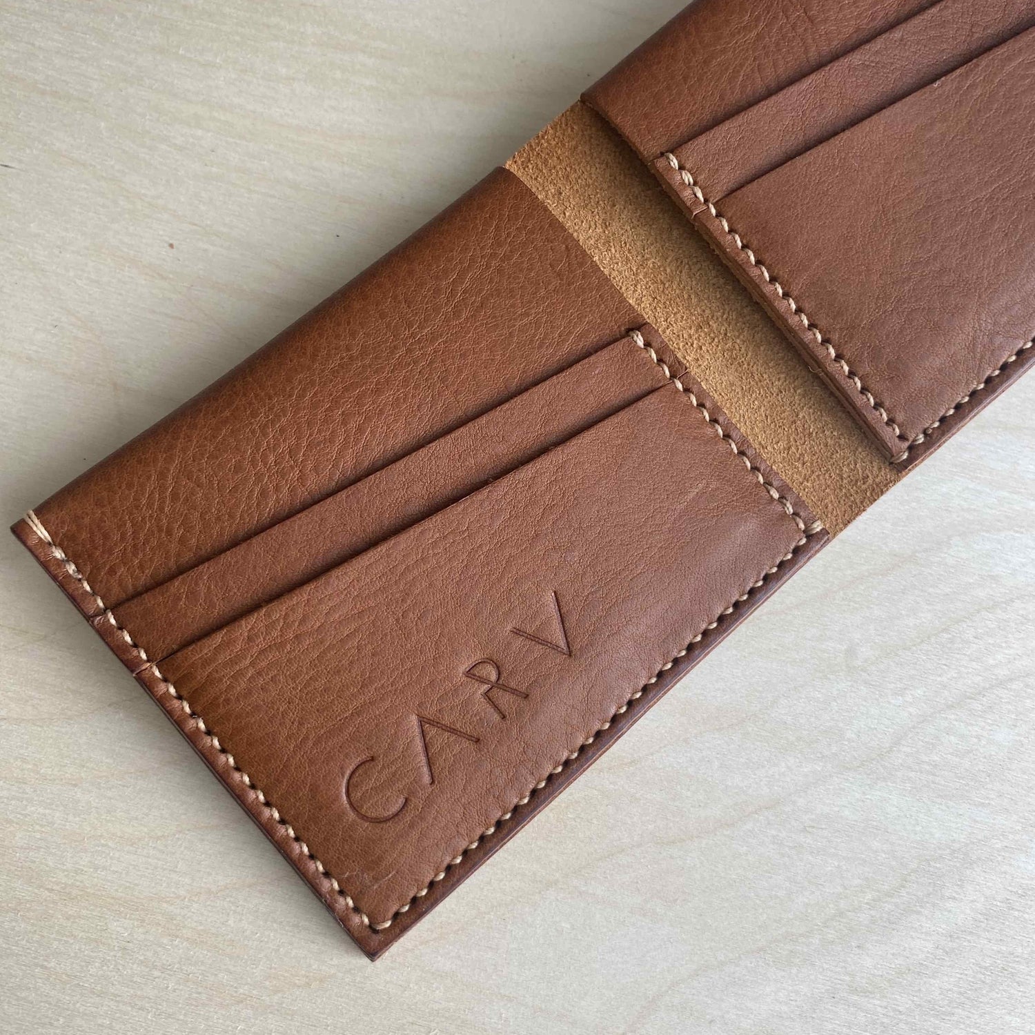 CARV tan leather billfold wallet