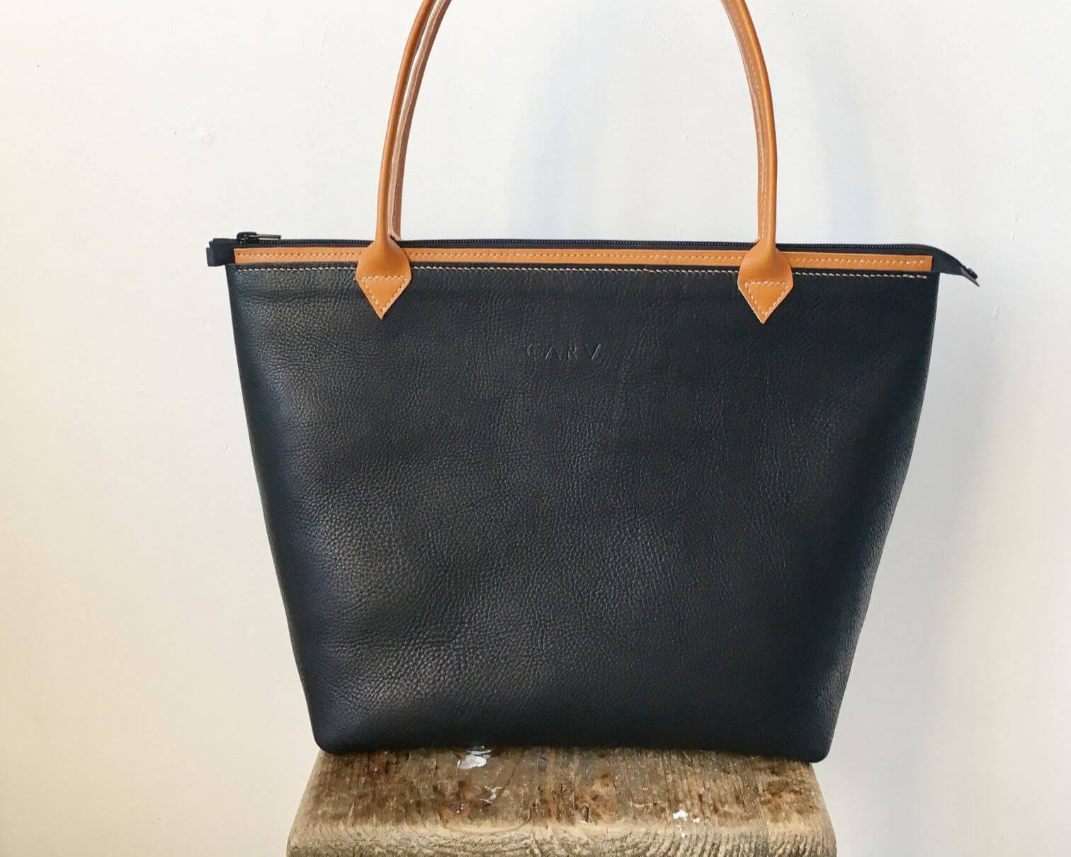 CARV custom leather tote bag