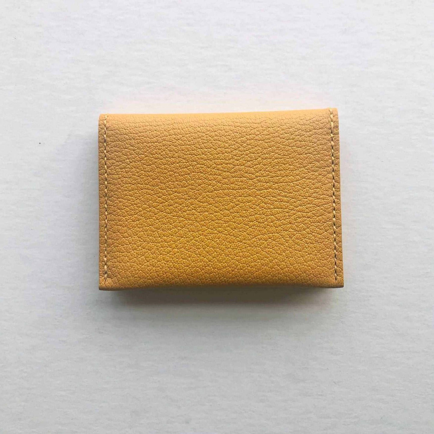 Mustard Yellow Fold Leather Bifold Card Wallet by CARV, handcrafted and sustainable.